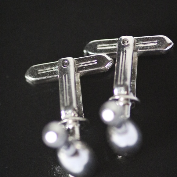 Vintage Bowling Pin Cuff Links - Silver Color - Picture 3 of 5